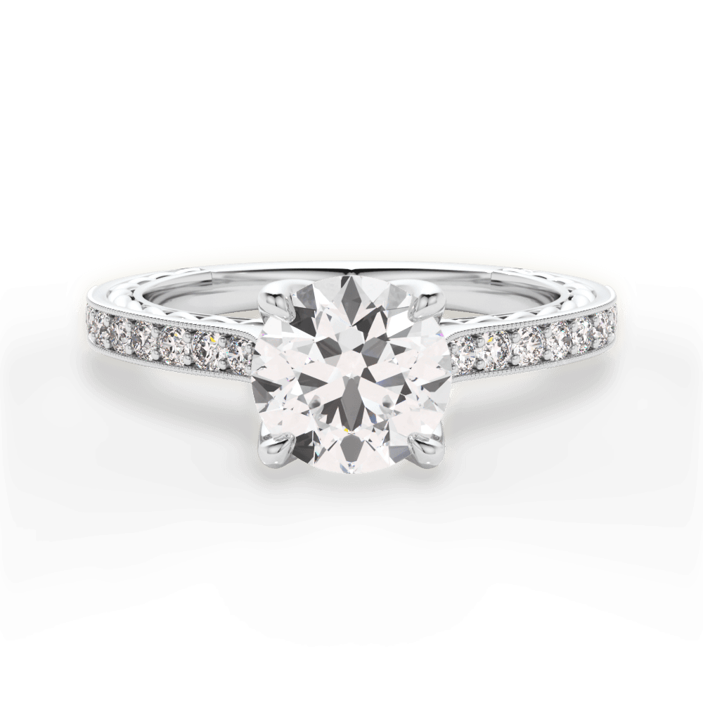 Gilda Round Cut Lab Grown Diamond 14Kt White Gold Engagement Ring