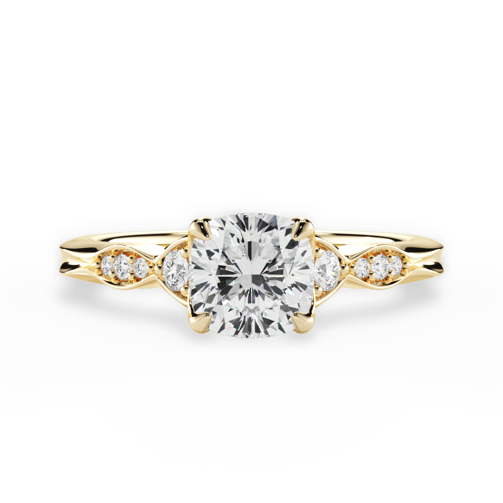 Cassie Cushion Cut Lab Grown Diamond 18Kt Yellow Gold Engagement Ring