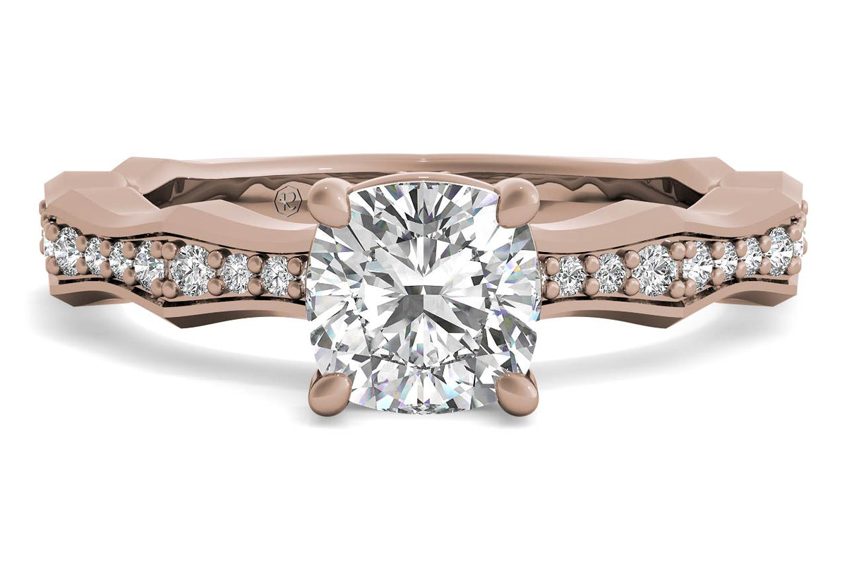 Wendy cushion lab diamond engagement ring in 18k rose gold
