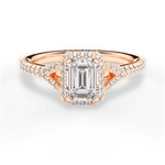 Judy Emerald Cut Lab Grown Diamond 18Kt Rose Gold Engagement Ring