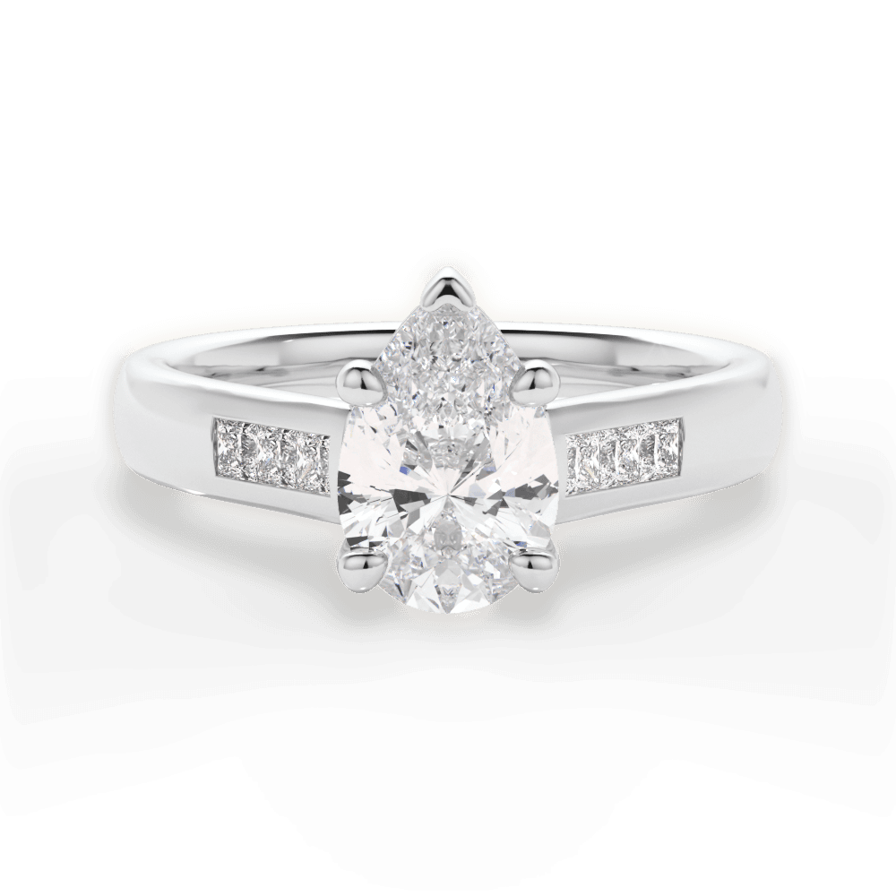 Brittany Pear Cut Lab Grown Diamond 14Kt White Gold Engagement Ring