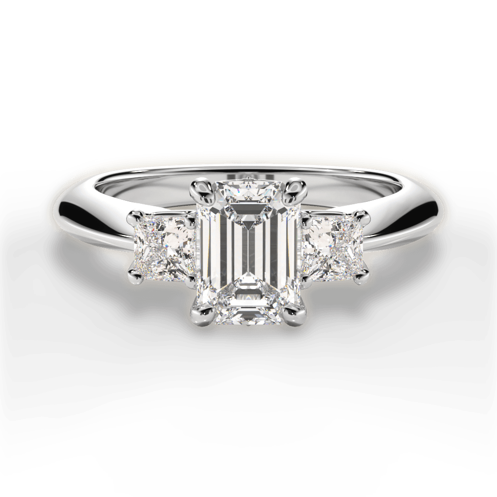 Dorothy Emerald Cut Lab Grown Diamond Platinum Engagement Ring