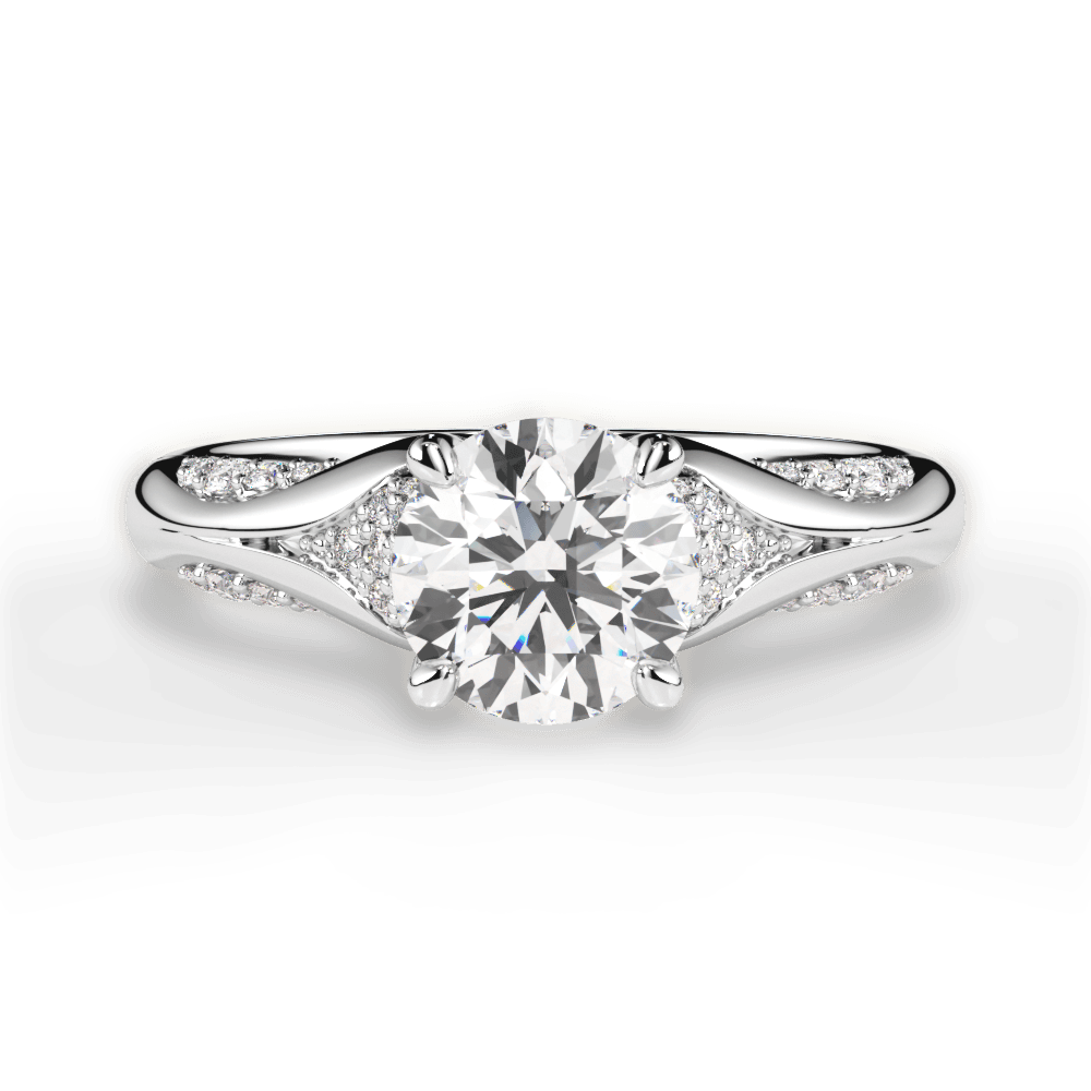 Isabel Round Cut Lab Grown Diamond 14Kt White Gold Engagement Ring
