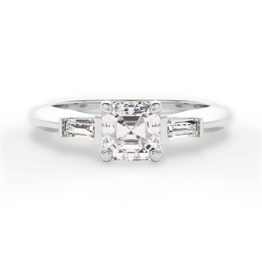 Emily Asscher Cut Lab Grown Diamond 18Kt White Gold Engagement Ring