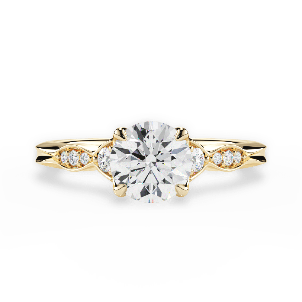 Cassie Round Cut Lab Grown Diamond 18Kt Yellow Gold Engagement Ring