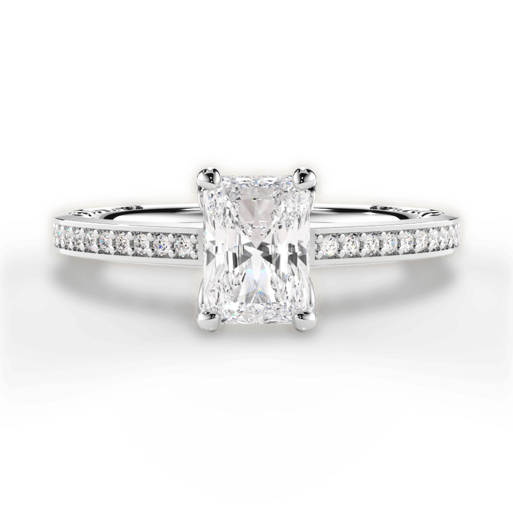 Donna Radiant Cut Lab Grown Diamond Platinum Engagement Ring