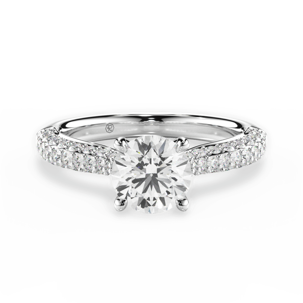 Kira Round Cut Lab Grown Diamond 14Kt White Gold Engagement Ring