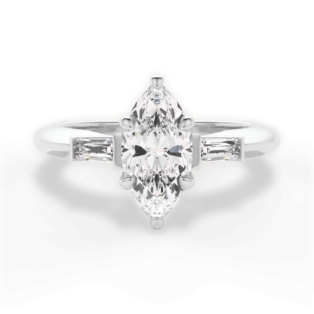 Emily Marquise Cut Lab Grown Diamond 18Kt White Gold Engagement Ring