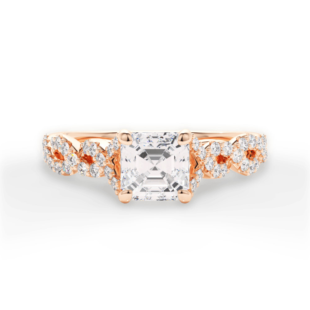 Justine Asscher Cut Lab Grown Diamond 18Kt Rose Gold Engagement Ring