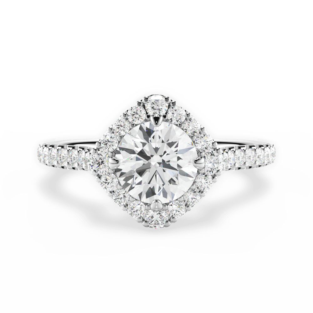 Jackie Round Cut Lab Grown Diamond 18Kt White Gold Engagement Ring