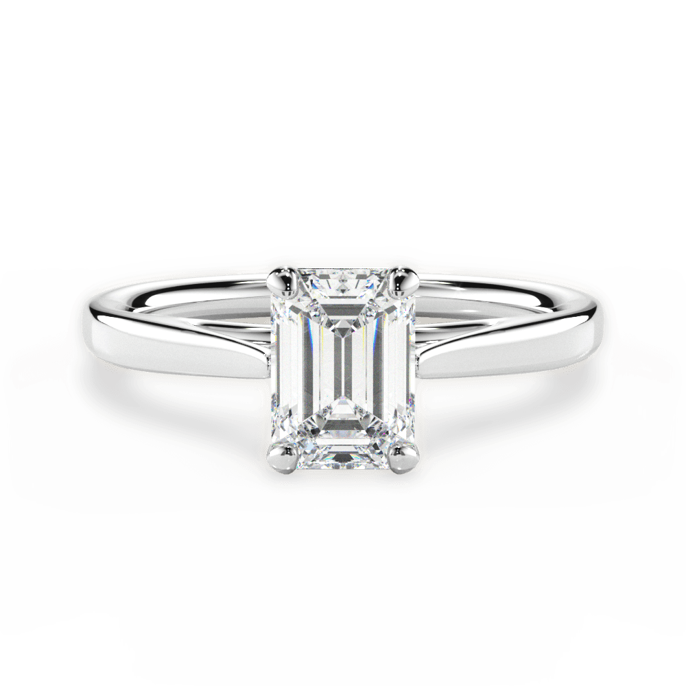 Angie Emerald Cut Lab Grown Diamond 14Kt White Gold Engagement Ring