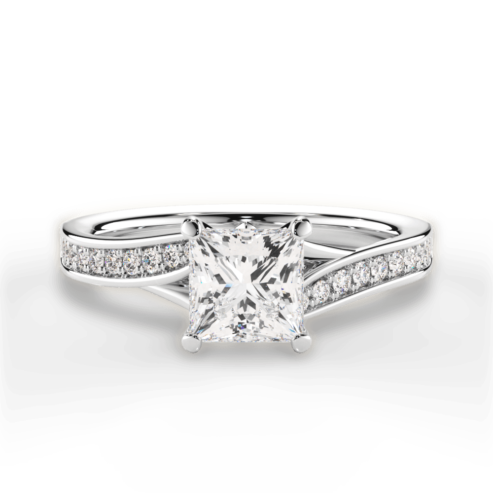 Elise Princess Cut Lab Grown Diamond 18Kt White Gold Engagement Ring
