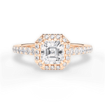 Kathleen Asscher Cut Lab Grown Diamond 18Kt Rose Gold Engagement Ring