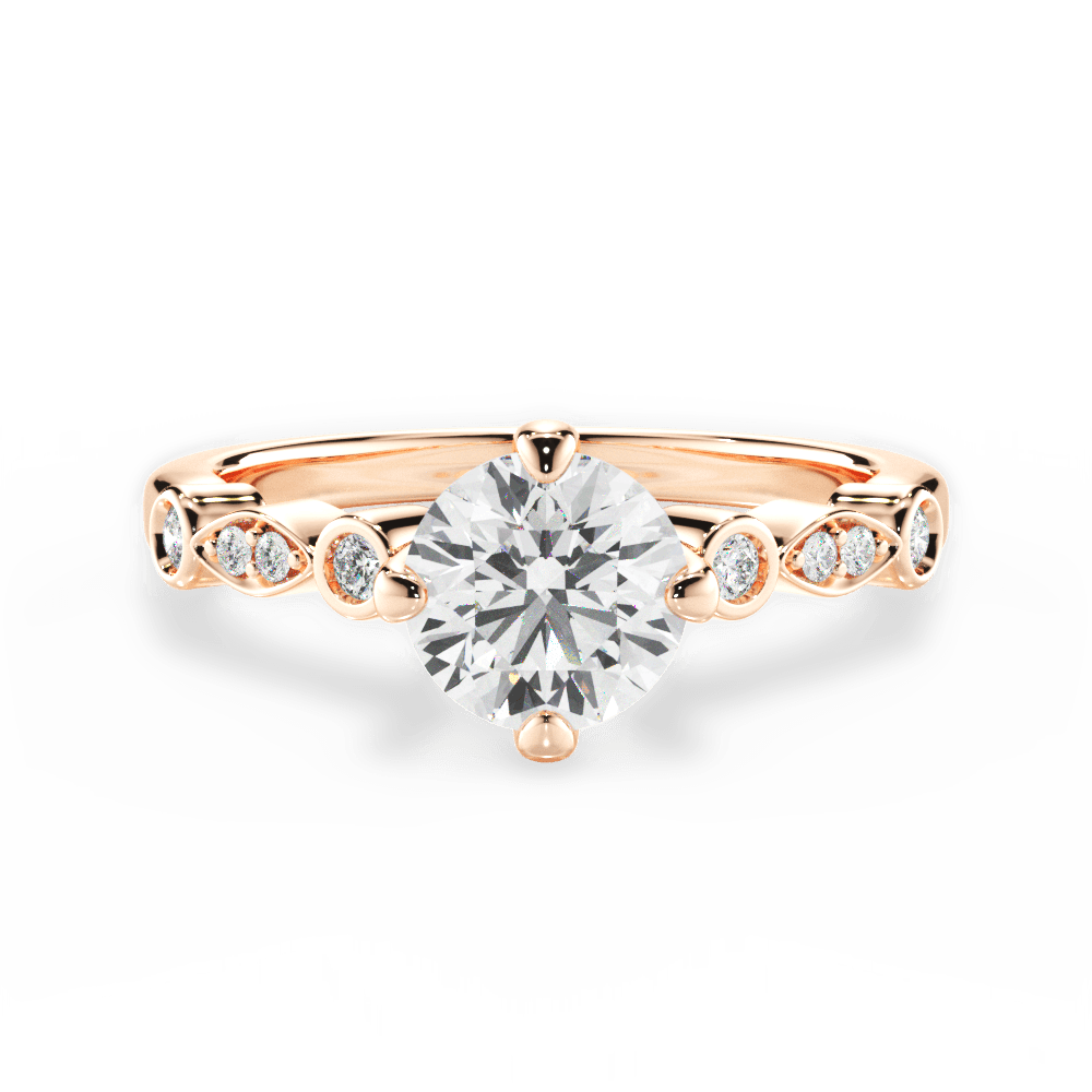 Catherine Round Cut Lab Grown Diamond 18Kt Rose Gold Engagement Ring