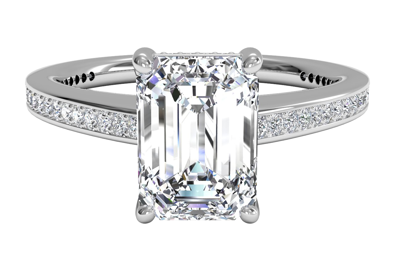 Judith Emerald Cut Lab Grown Diamond 14Kt White Gold Engagement Ring