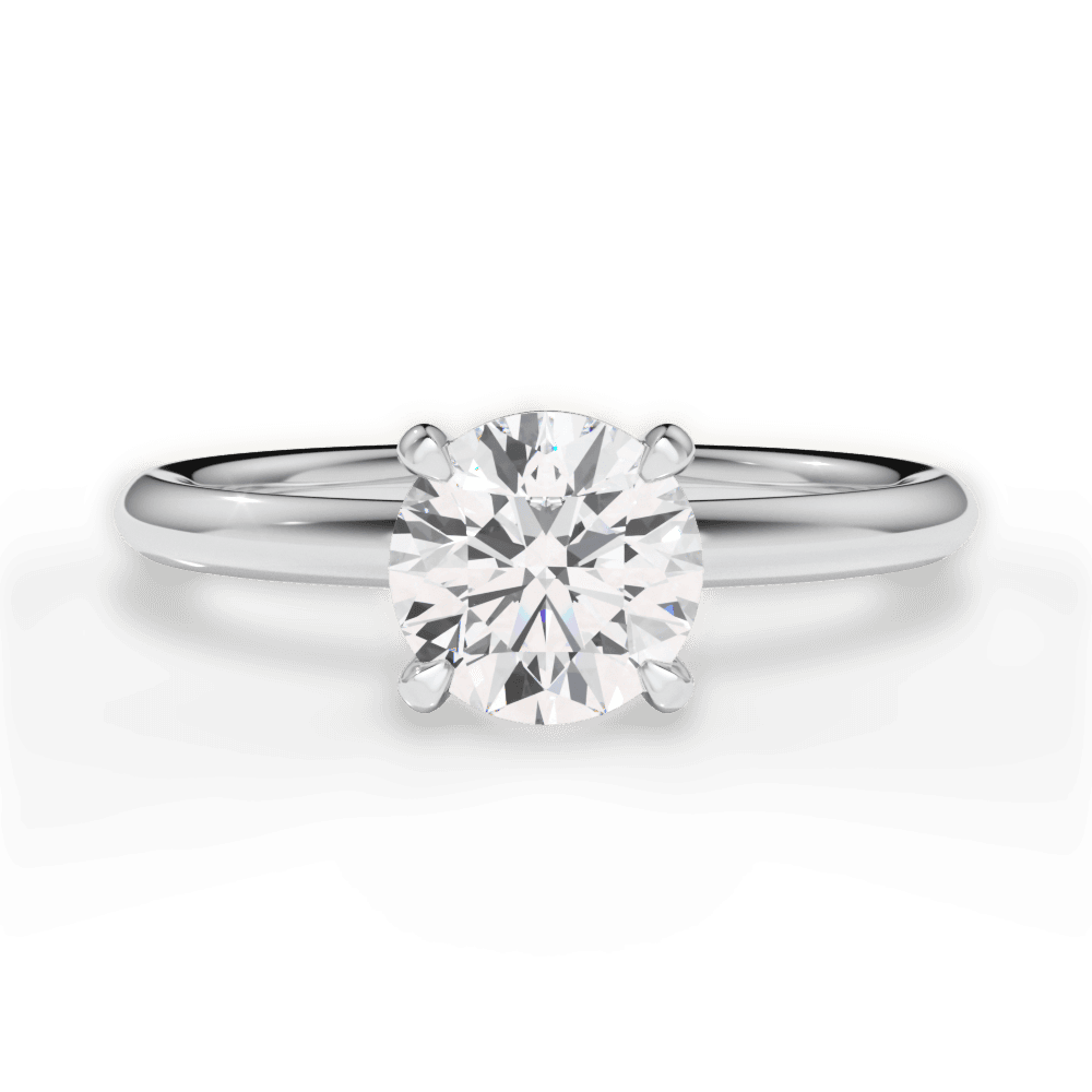 Brenda Round Cut Lab Grown Diamond 18Kt White Gold Engagement Ring