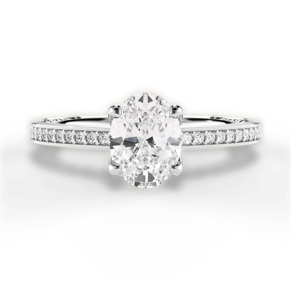 Donna Oval Cut Lab Grown Diamond Platinum Engagement Ring
