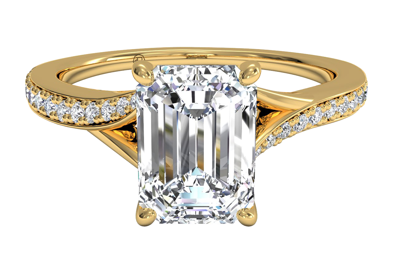 Elise Emerald Cut Lab Grown Diamond 18Kt Yellow Gold Engagement Ring