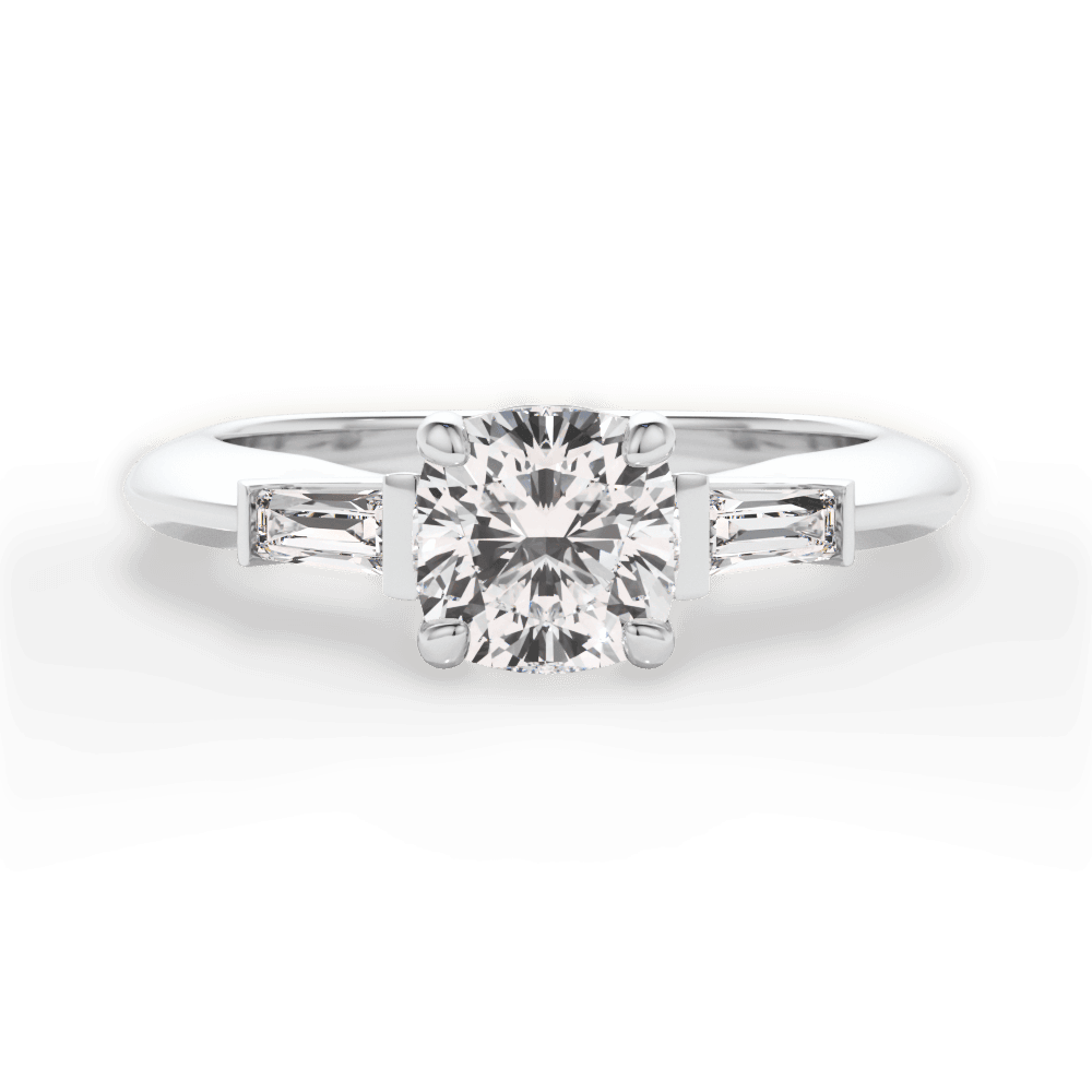Emily Cushion Cut Lab Grown Diamond 18Kt White Gold Engagement Ring