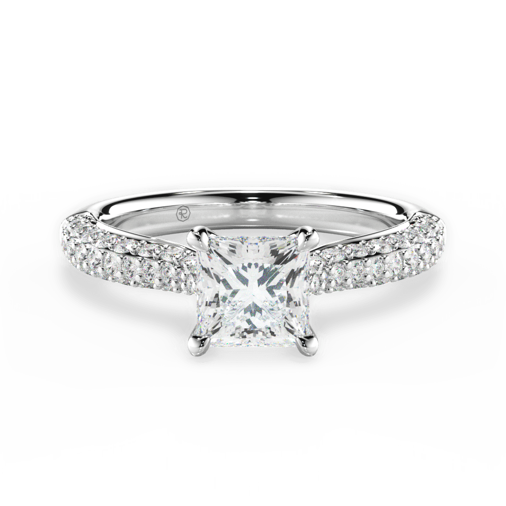 Kira Princess Cut Lab Grown Diamond 14Kt White Gold Engagement Ring