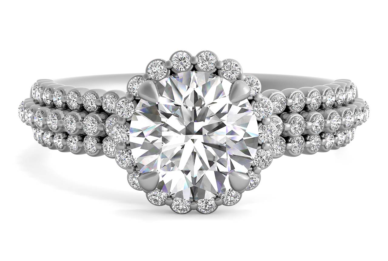 Jocelyn Round Cut Lab Grown Diamond Platinum Engagement Ring