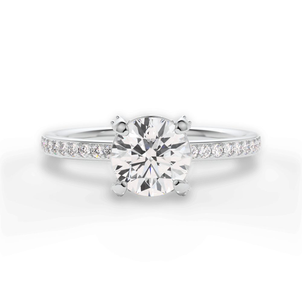Janice Round Cut Lab Grown Diamond 14Kt White Gold Engagement Ring