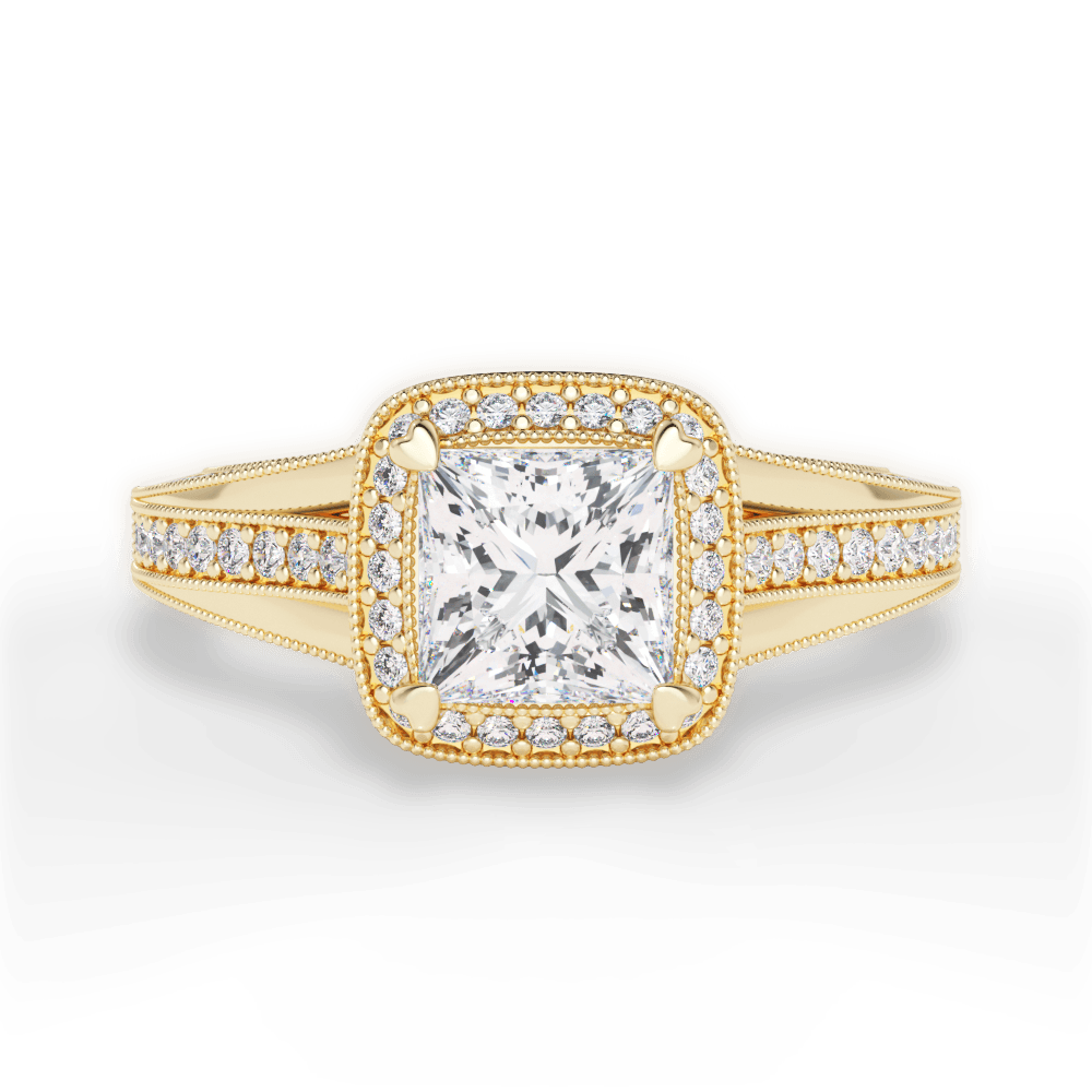Lillian Princess Cut Lab Grown Diamond 18Kt Yellow Gold Engagement Ring