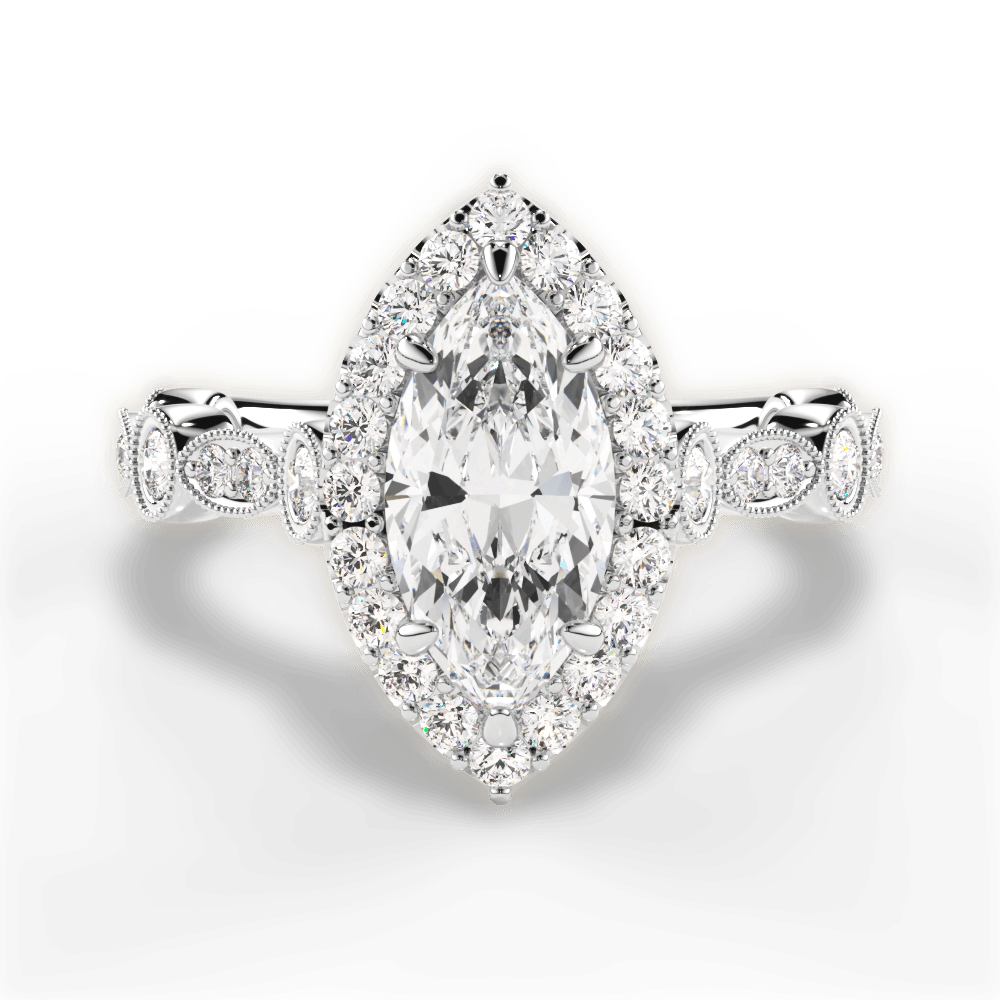 Irene Marquise Cut Lab Grown Diamond 18Kt White Gold Engagement Ring