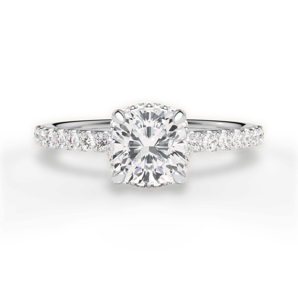Isabella Cushion Cut Lab Grown Diamond 14Kt White Gold Engagement Ring