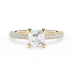 Lisa Asscher Cut Lab Grown Diamond 18Kt Yellow Gold Engagement Ring