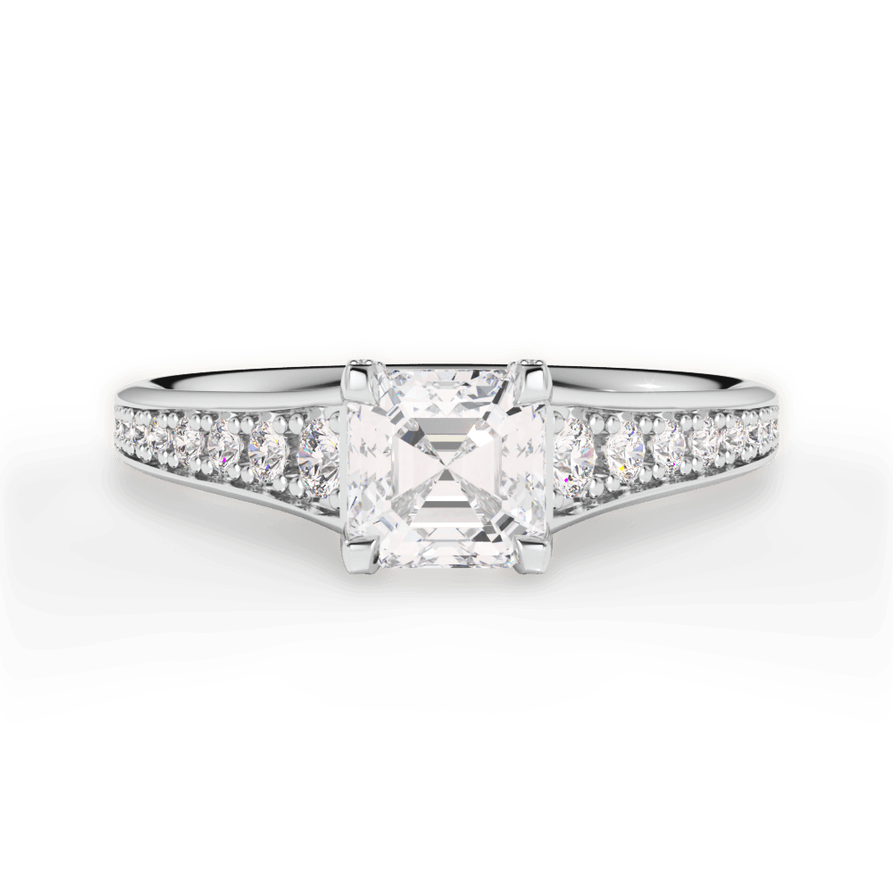 Leslie Asscher Cut Lab Grown Diamond 14Kt White Gold Engagement Ring
