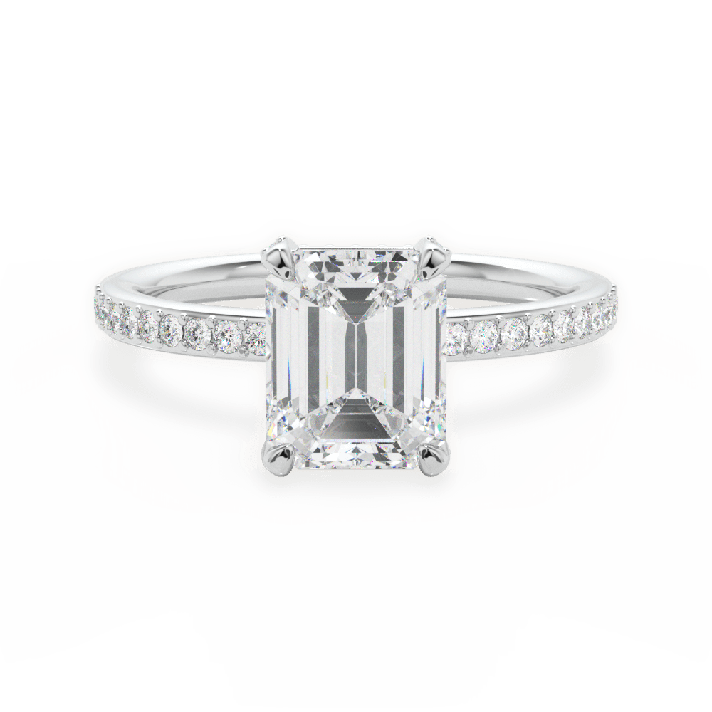 Janice Emerald Cut Lab Grown Diamond 14Kt White Gold Engagement Ring