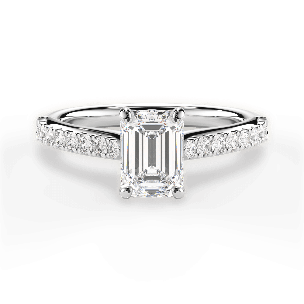 Elizabeth Emerald Cut Lab Grown Diamond 18Kt White Gold Engagement Ring