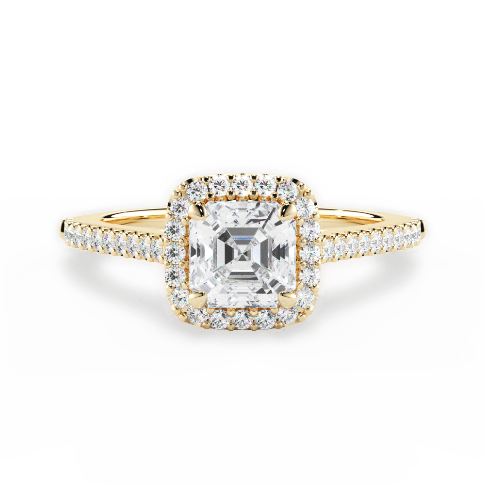 Jeanne Asscher Cut Lab Grown Diamond 18Kt Yellow Gold Engagement Ring