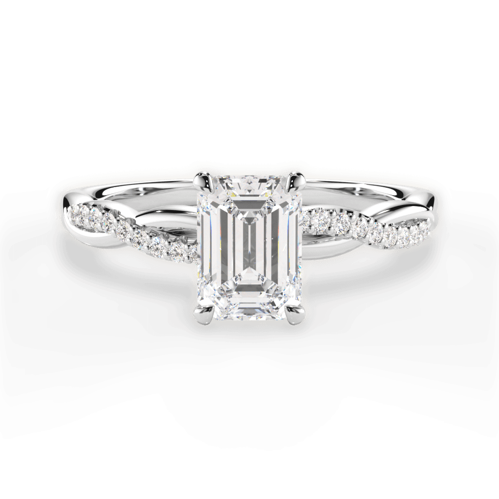 Charlotte Emerald Cut Lab Grown Diamond 18Kt White Gold Engagement Ring