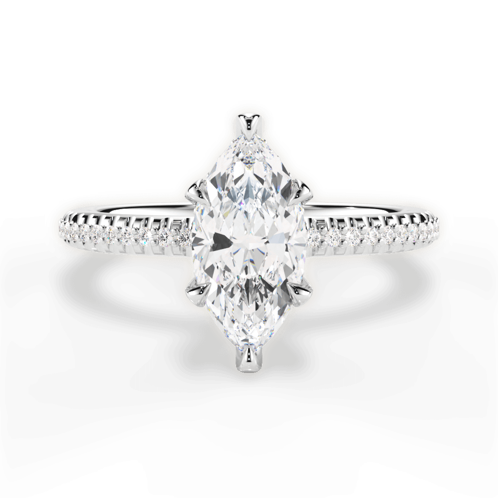 Helen Marquise Cut Lab Grown Diamond 18Kt White Gold Engagement Ring
