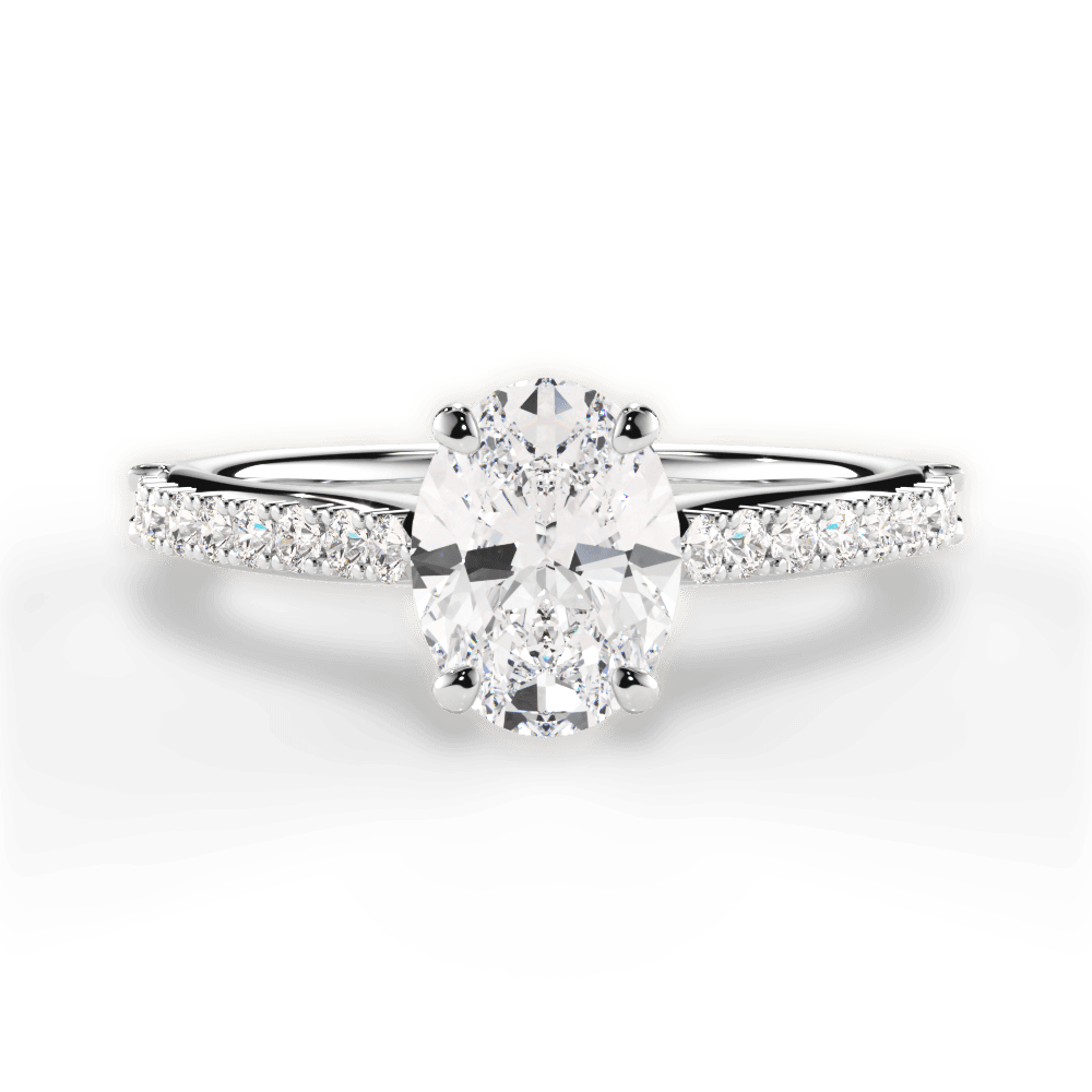 Frances Oval Cut Lab Grown Diamond 18Kt White Gold Engagement Ring