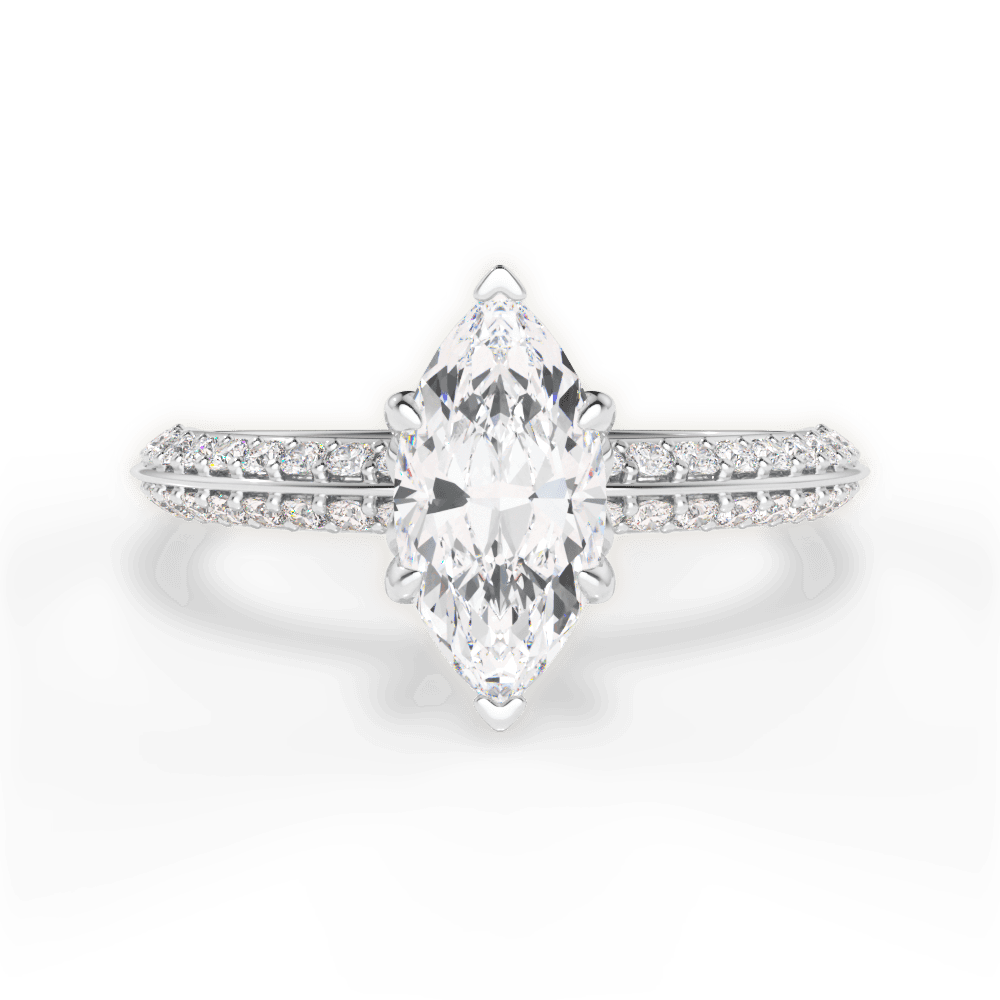 Gail Marquise Cut Lab Grown Diamond 14Kt White Gold Engagement Ring