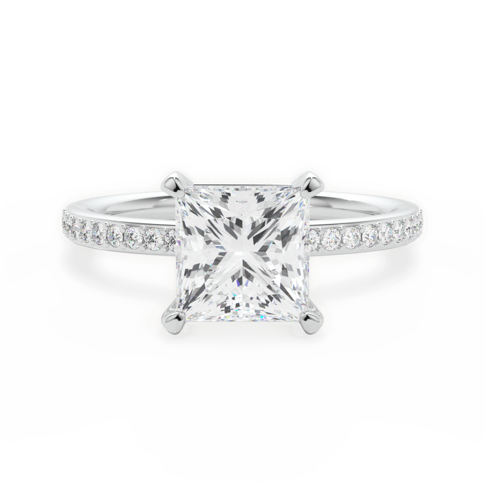 Janice Princess Cut Lab Grown Diamond 14Kt White Gold Engagement Ring