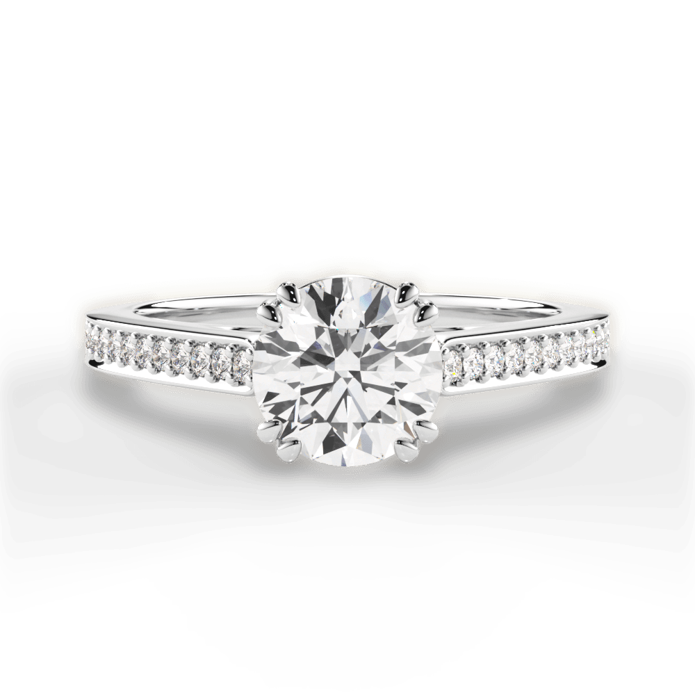Denise Round Cut Lab Grown Diamond Platinum Engagement Ring
