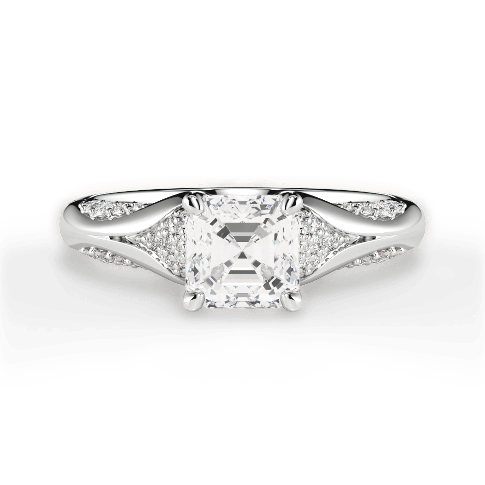 Isabel Asscher Cut Lab Grown Diamond Platinum Engagement Ring