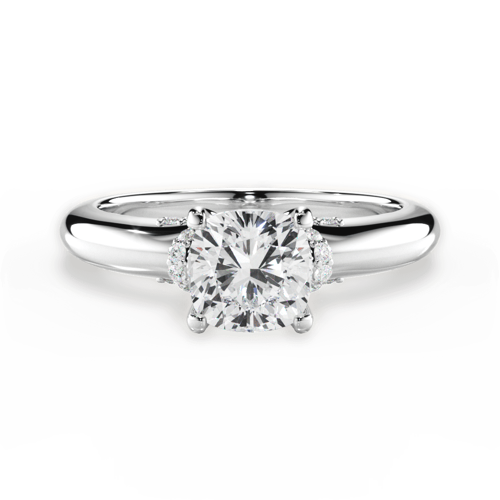 Florence Cushion Cut Lab Grown Diamond 18Kt White Gold Engagement Ring