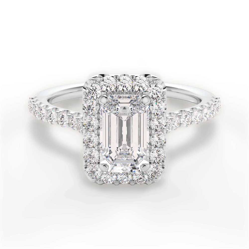 Ingrid Emerald Cut Lab Grown Diamond 18Kt White Gold Engagement Ring
