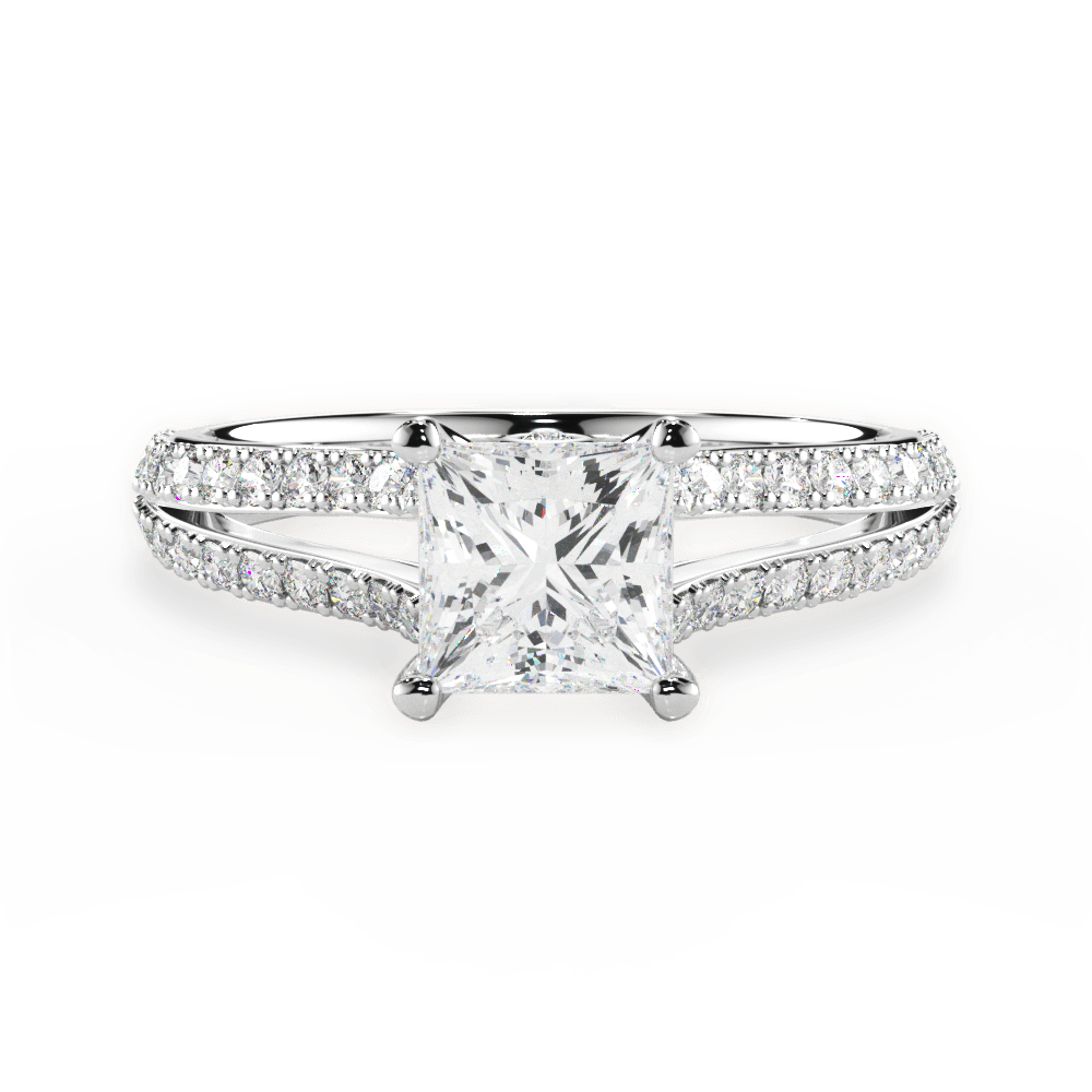 Kendra Princess Cut Lab Grown Diamond Platinum Engagement Ring