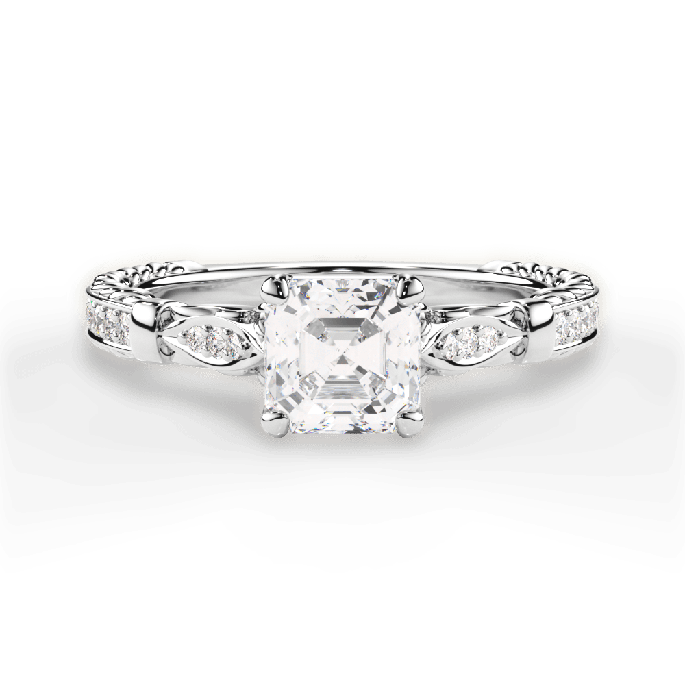 Gabriela Asscher Cut Lab Grown Diamond Platinum Engagement Ring