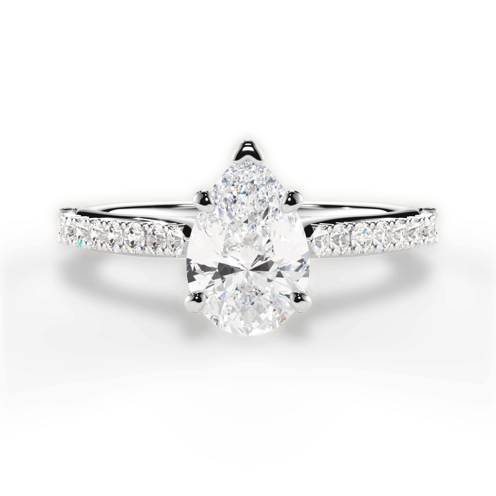 Frances Pear Cut Lab Grown Diamond 18Kt White Gold Engagement Ring
