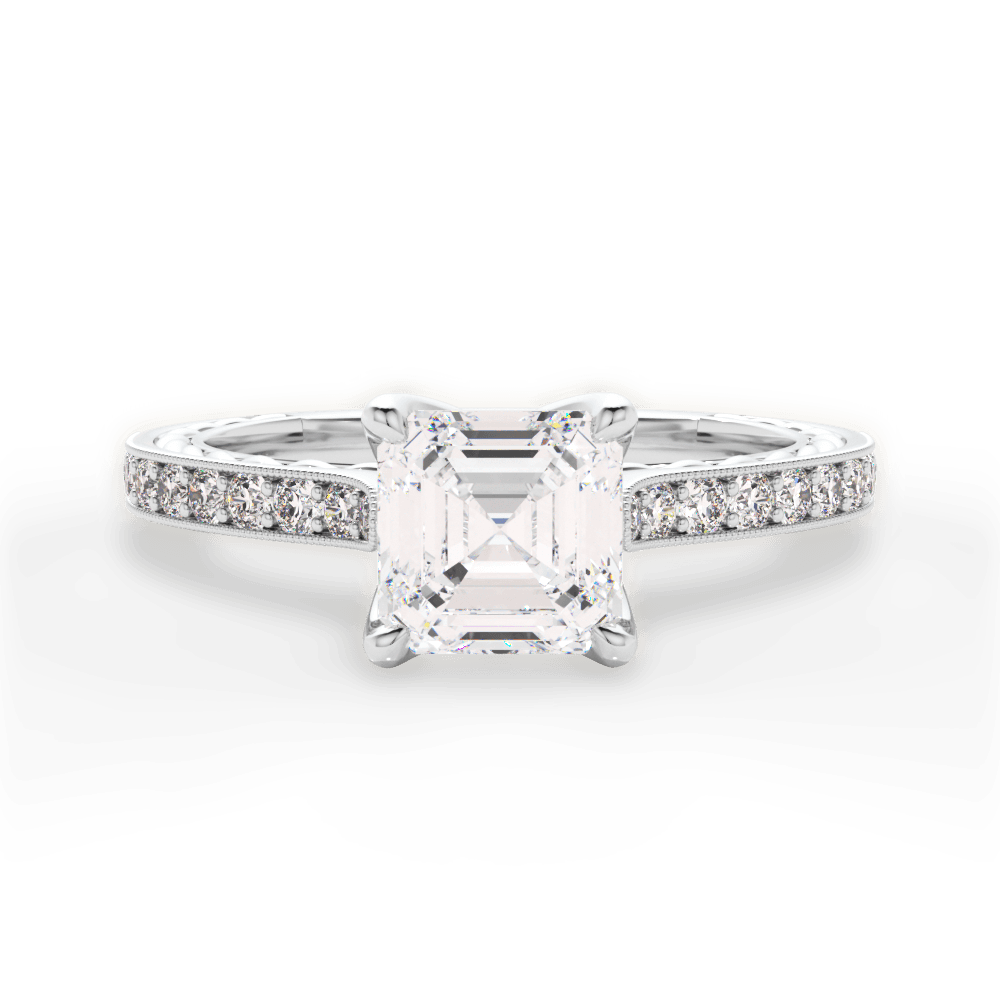 Gilda Asscher Cut Lab Grown Diamond Platinum Engagement Ring