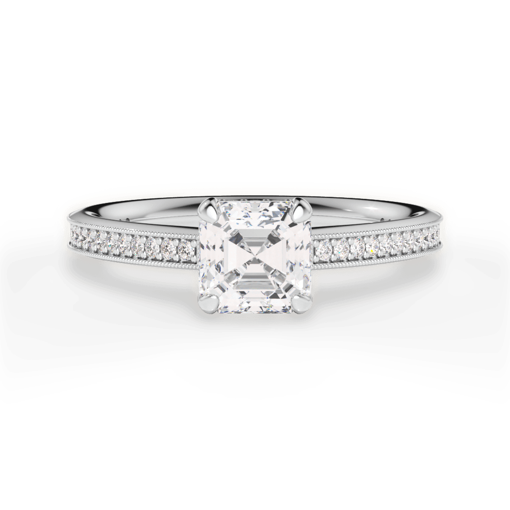 Janet Asscher Cut Lab Grown Diamond Platinum Engagement Ring