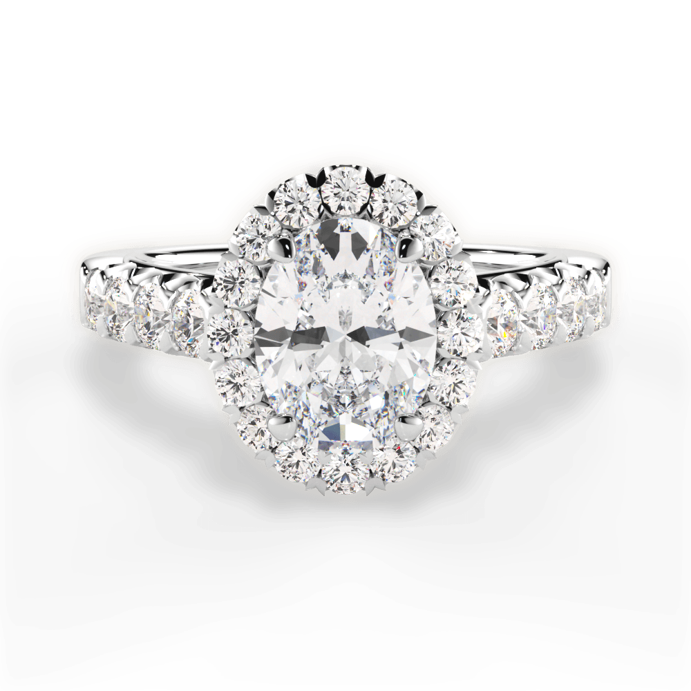 Lacey Oval Cut Lab Grown Diamond 14Kt White Gold Engagement Ring