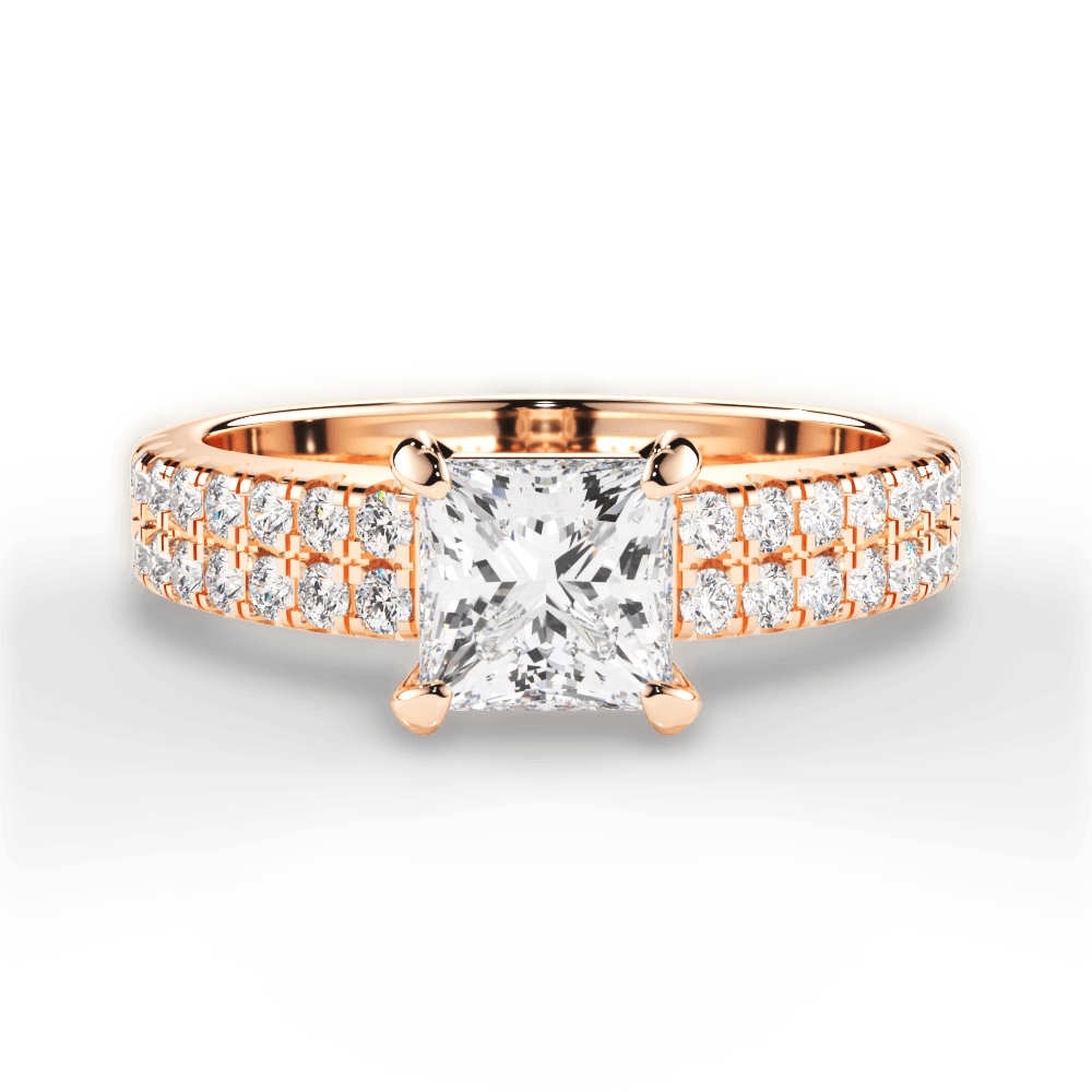 Kayla Princess Cut Lab Grown Diamond 18Kt Rose Gold Engagement Ring